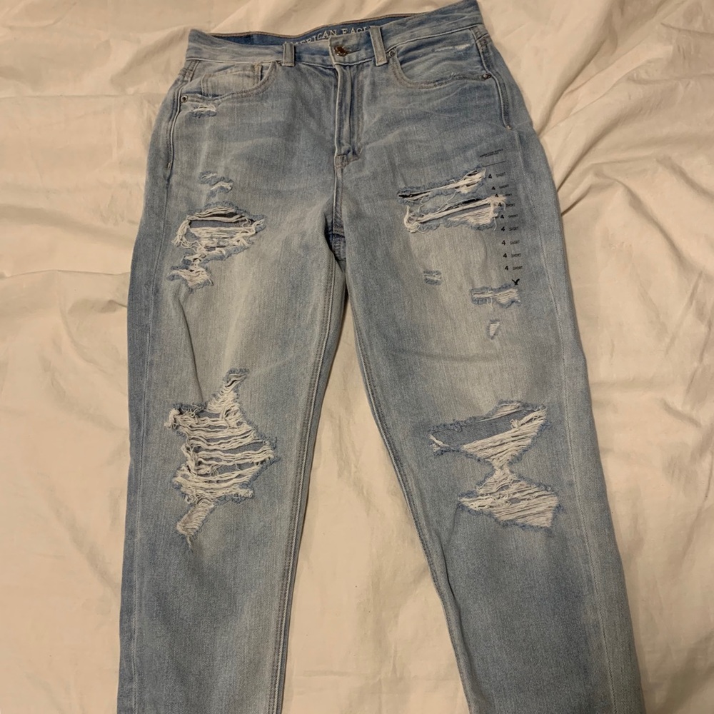 American Eagle distressed mom jeans